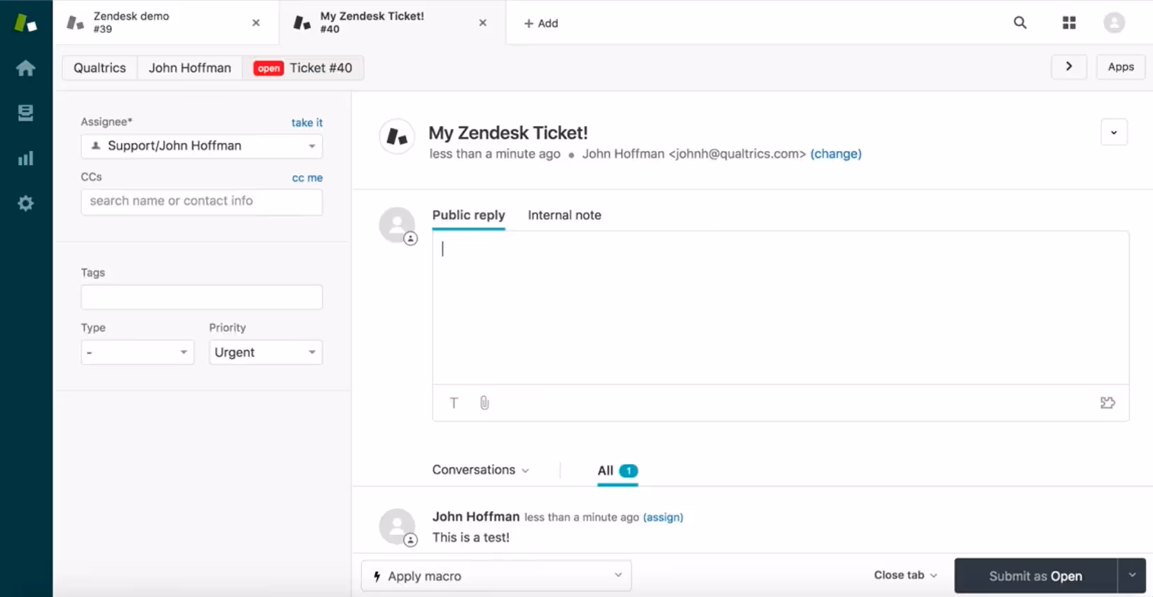 Updating a Zendesk ticket based on survey responses in Qualtrics.
