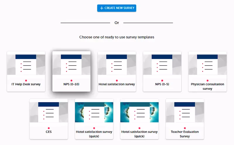 Example survey templates from SurveyLab.