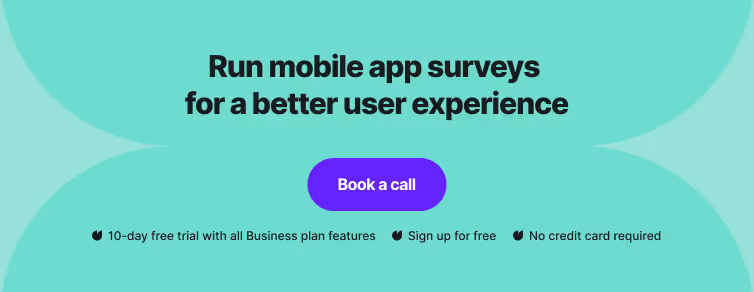 a banner that promotes using mobile app surveys for a better ux experiencei