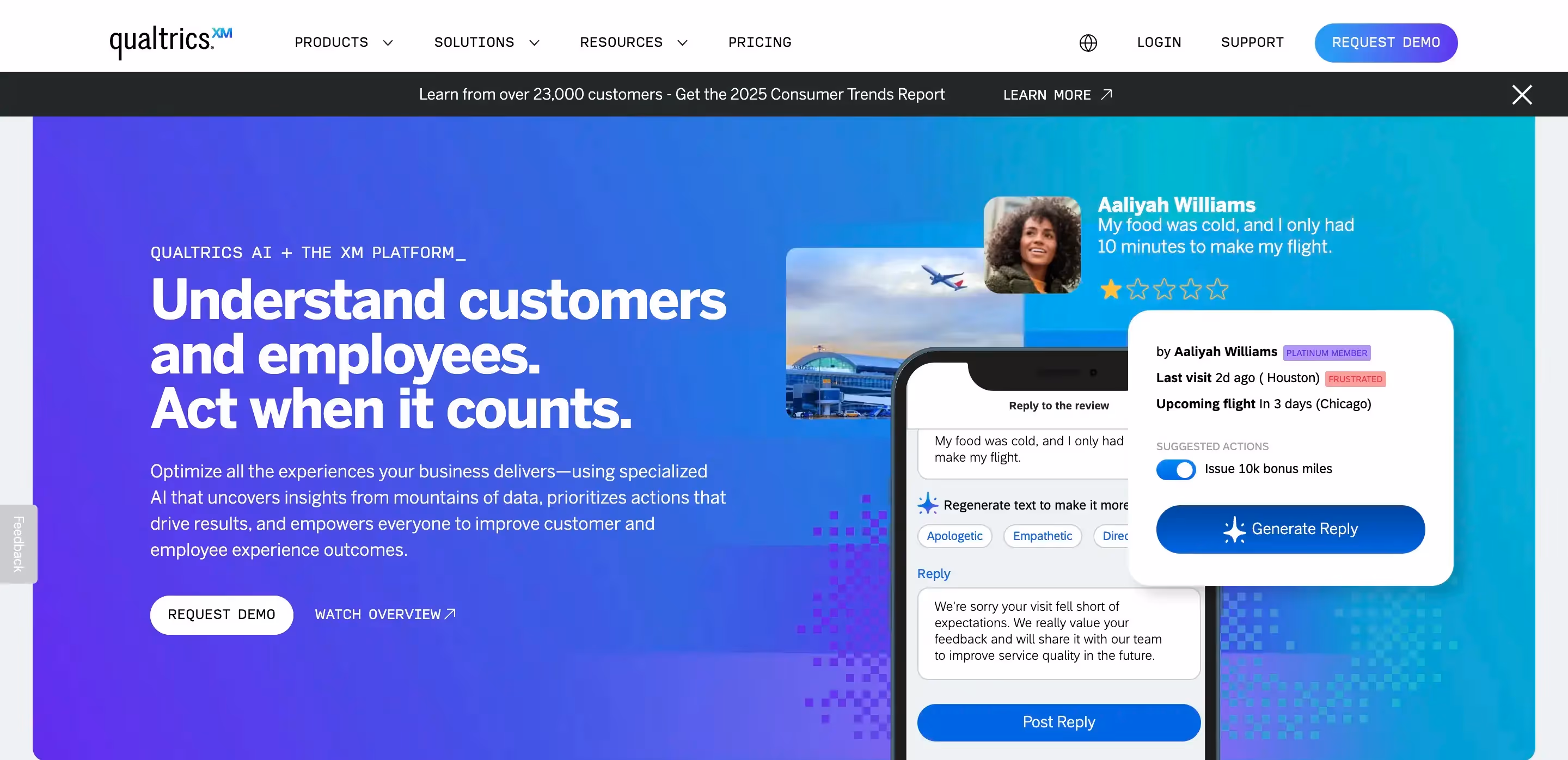 Qualtrics vs SurveyMonkey - Qualtrics' homepage.