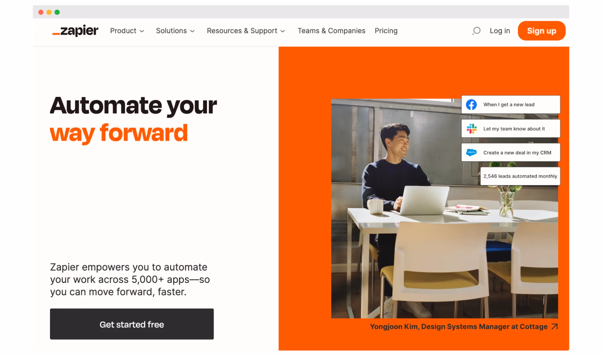 Zapier's homepage view.