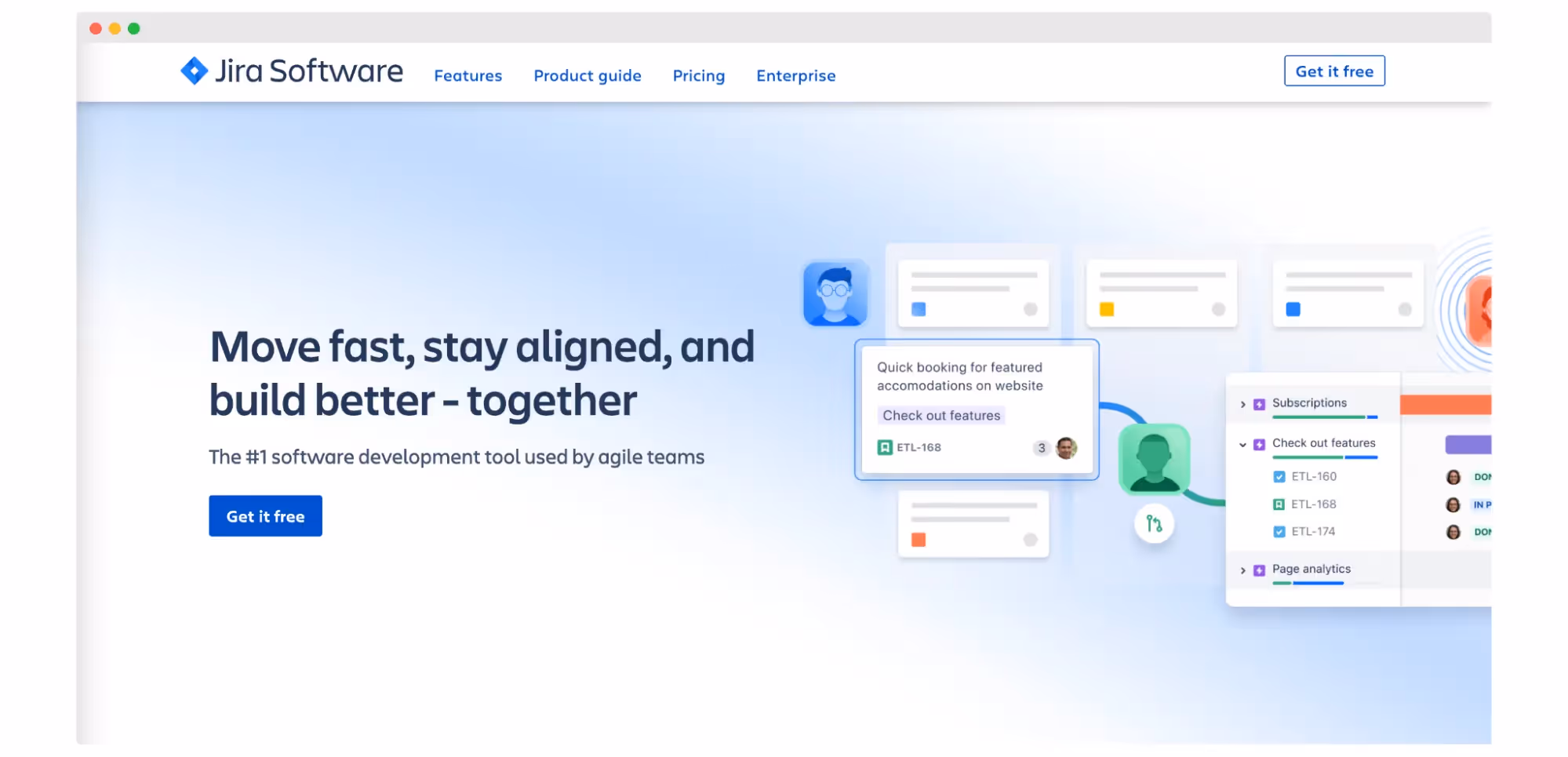 Jira - an issue management software's homepage view.
