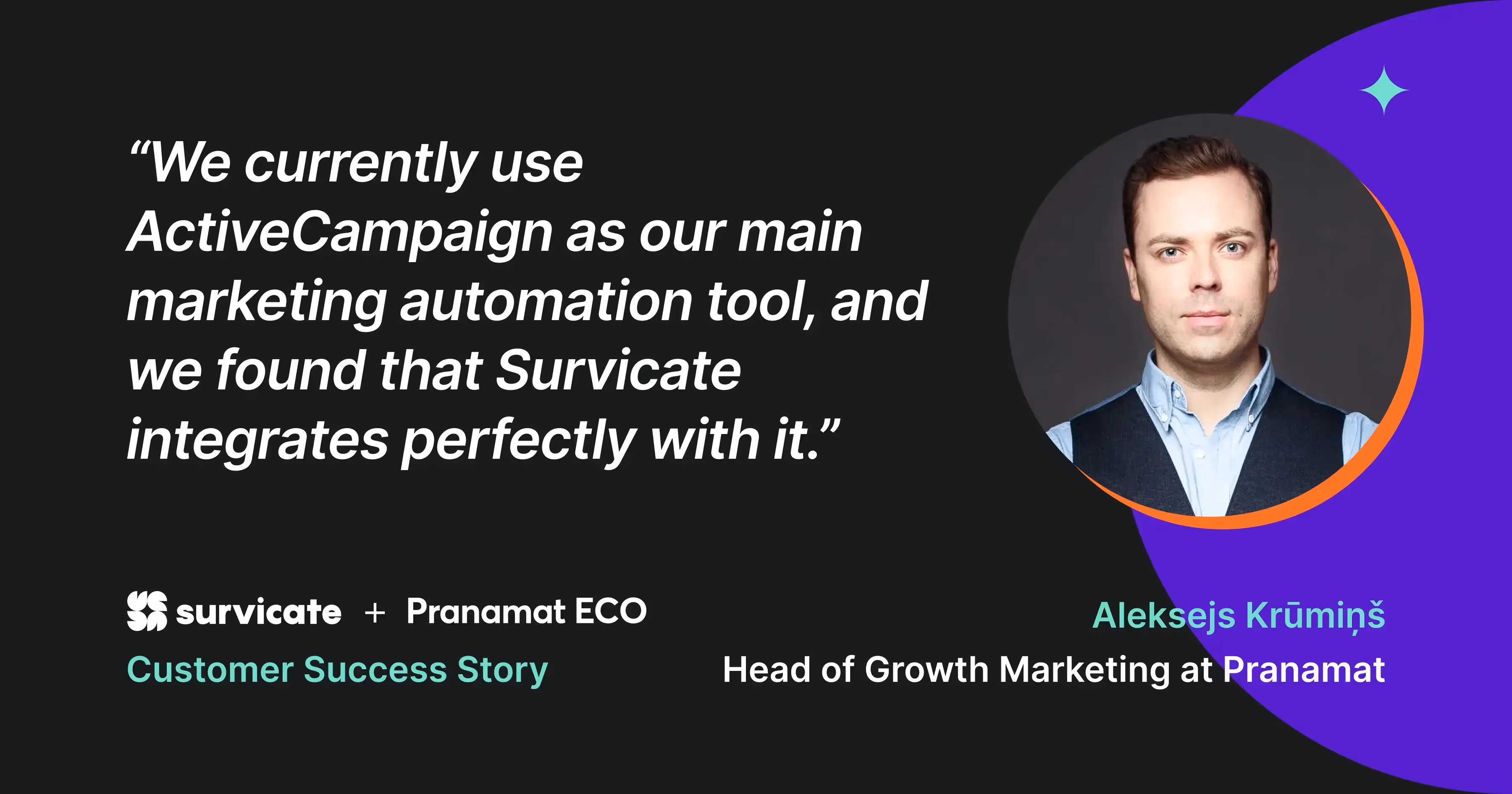 Customer story on how Pranamat uses Survicate and ActiveCampaign integration.