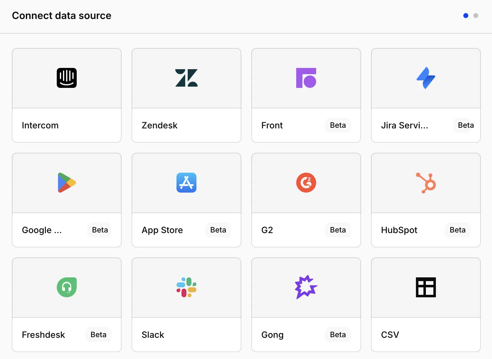 Feedback sources you can connect with Dovetail