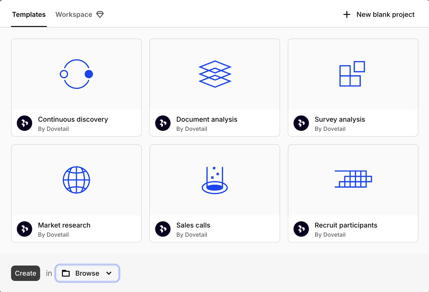 Six object types you can use in Dovetail's projects