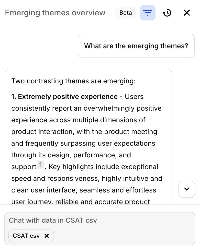 Dovetail's AI Chat in beta version