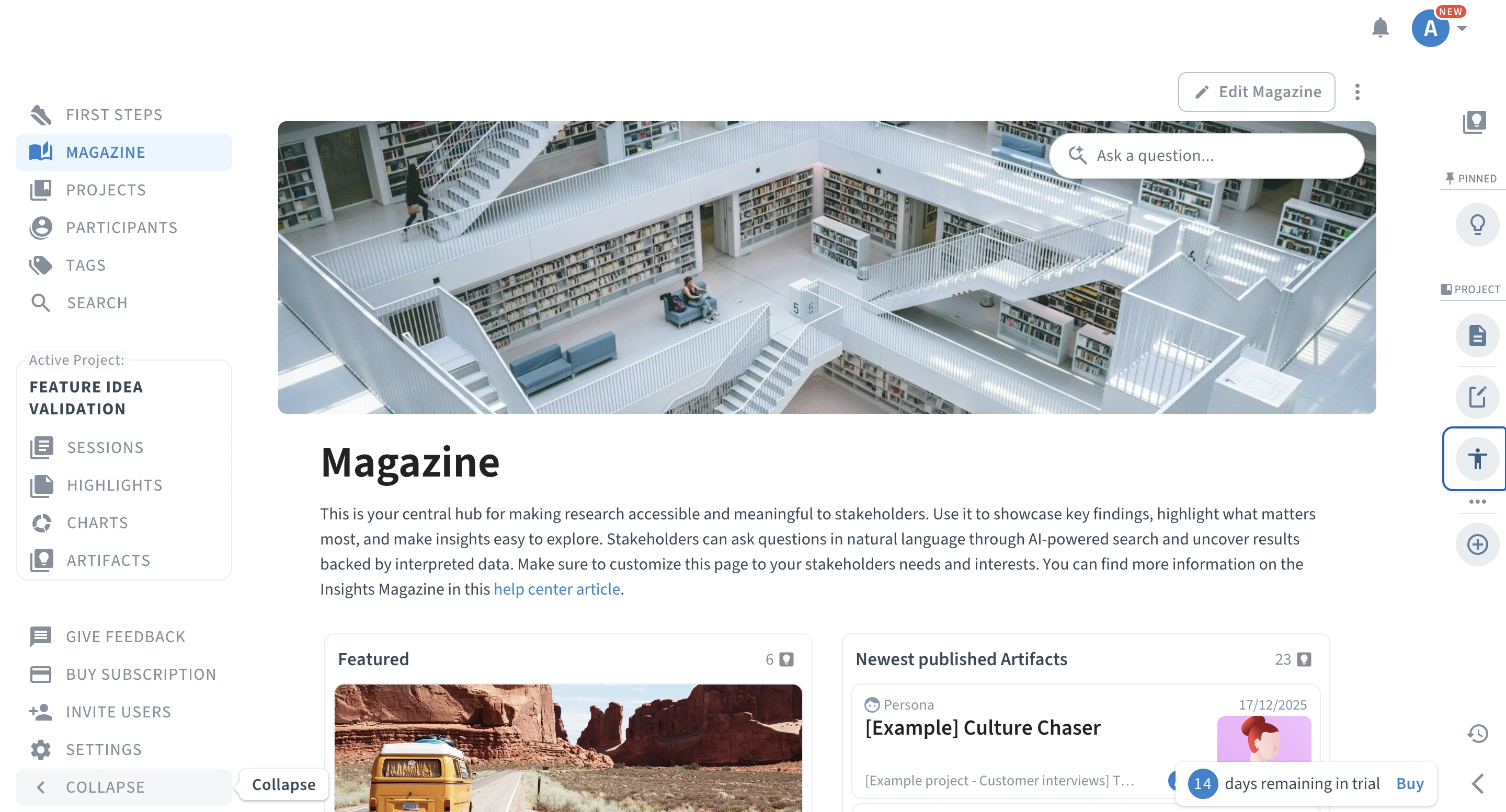 Sharing research insights with stakeholders in Condens, creating a Magazine