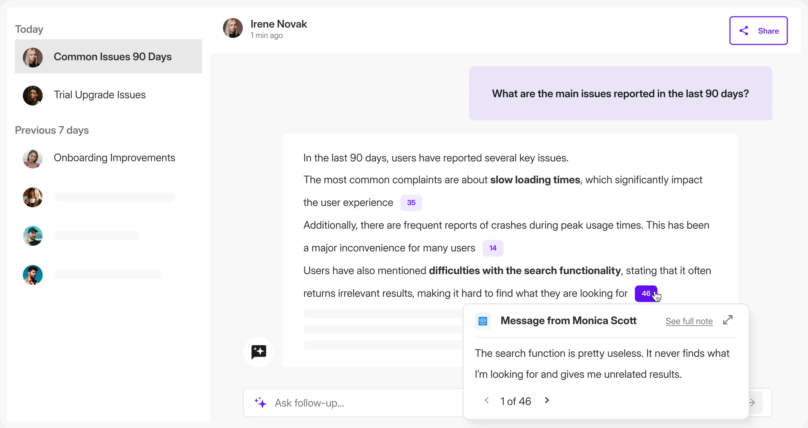 AI for diving deeper into feedback across sources and timelines.