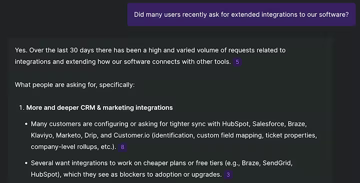 AI chatting to quickly uncover research insights works smoothly in Survicate's Insights Hub