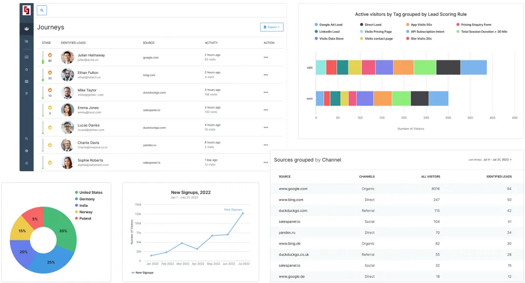Dashboard of Salespanel, one of the website visitor tracking tools