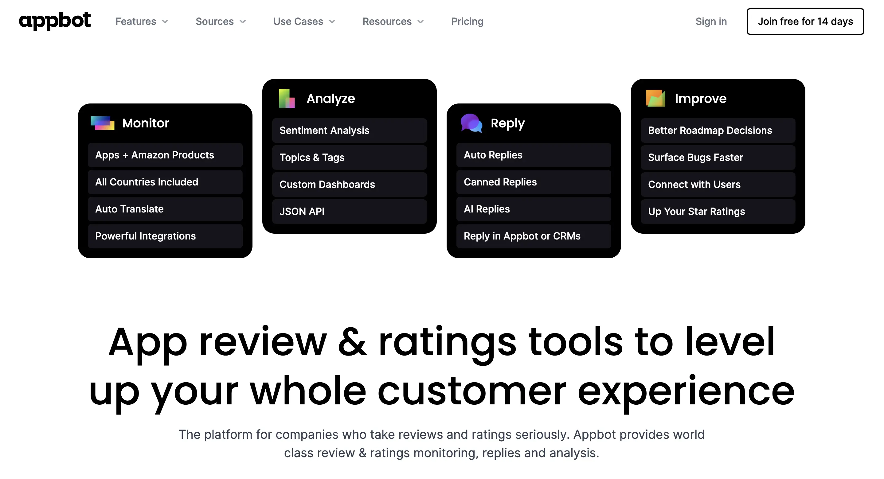 App name: Appbot, a tool to monitor ratings and reviews.