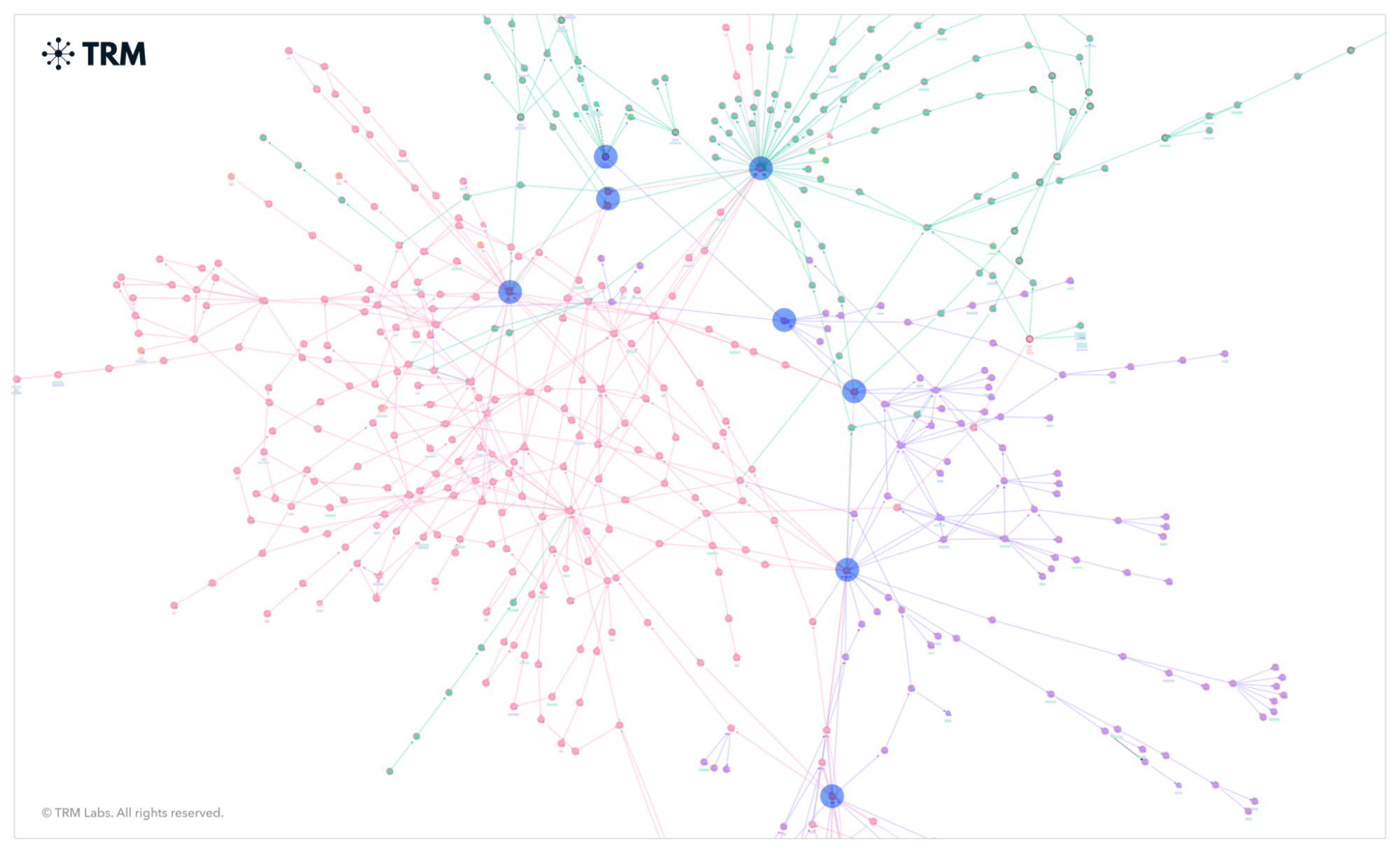TRM Graph Visualizer, showing the scale of a complex pig butchering scheme on-chain.