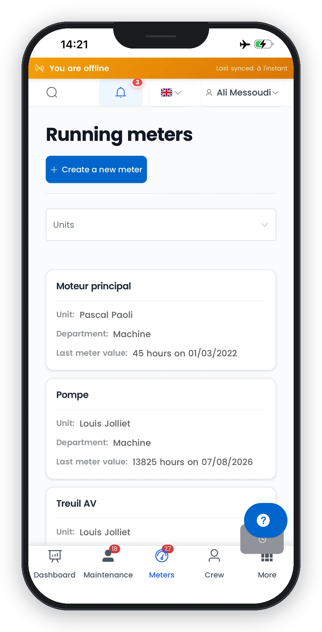 Application mobile Smart Sailors hors-ligne : compteurs consultables sans rseau à bord