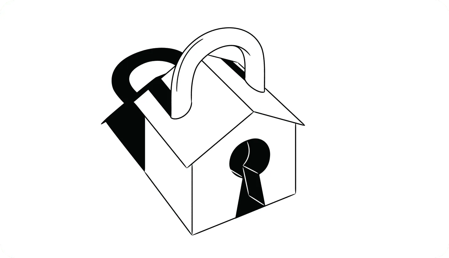 An illustration of house that resembles a lock