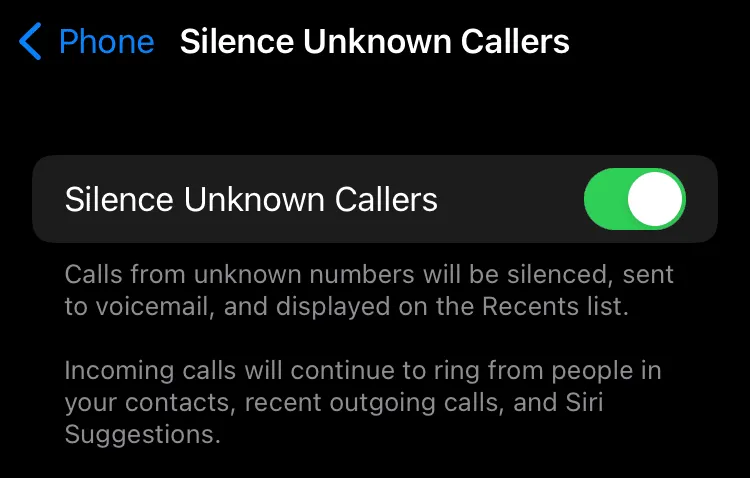 How to silence unknown callers on iPhones