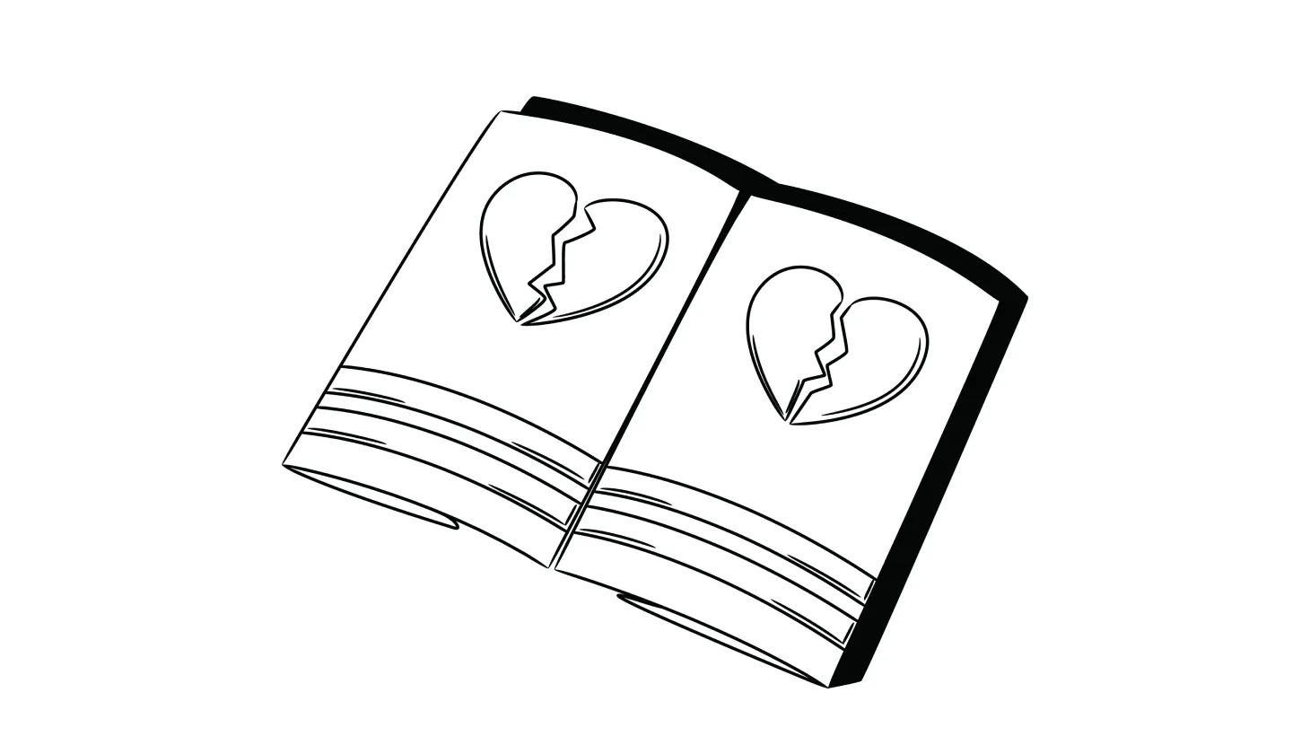 An illustration of a pamphlet showing two broken hearts