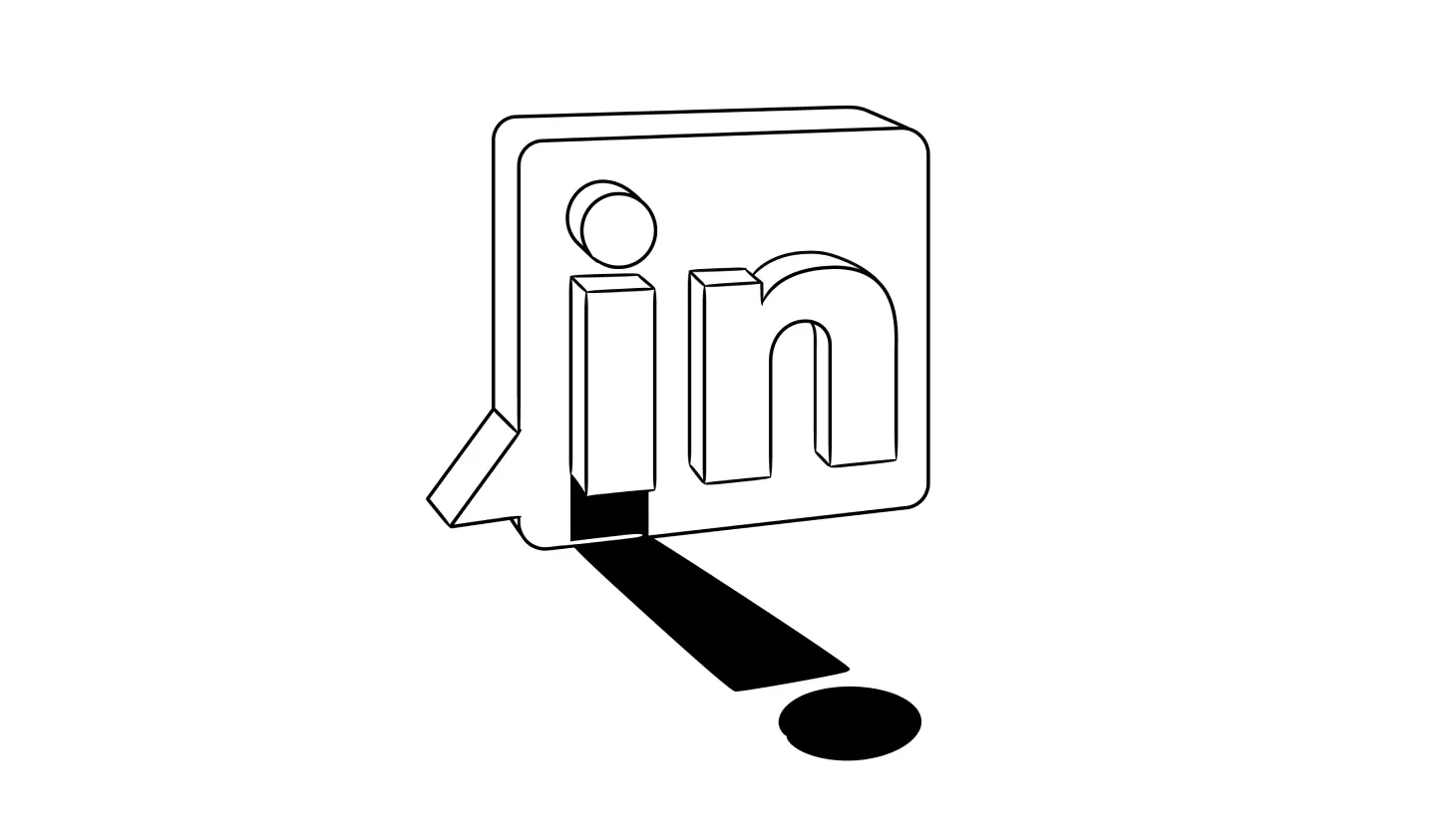 An illustration of the LinkedIn logo inside a speech bubble