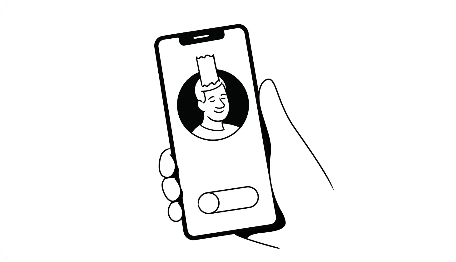 An illustration of taped headshot displayed on a phone screen