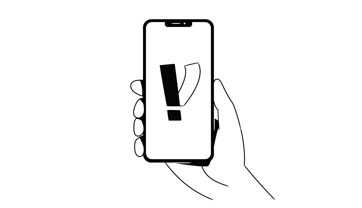 illustration of a hand holding a phone with the Venmo logo