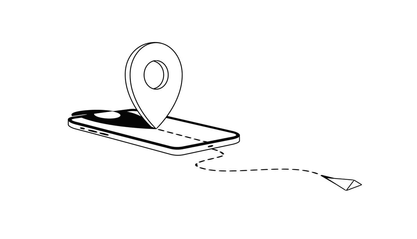 Illustration of a smartphone with a location marker on it