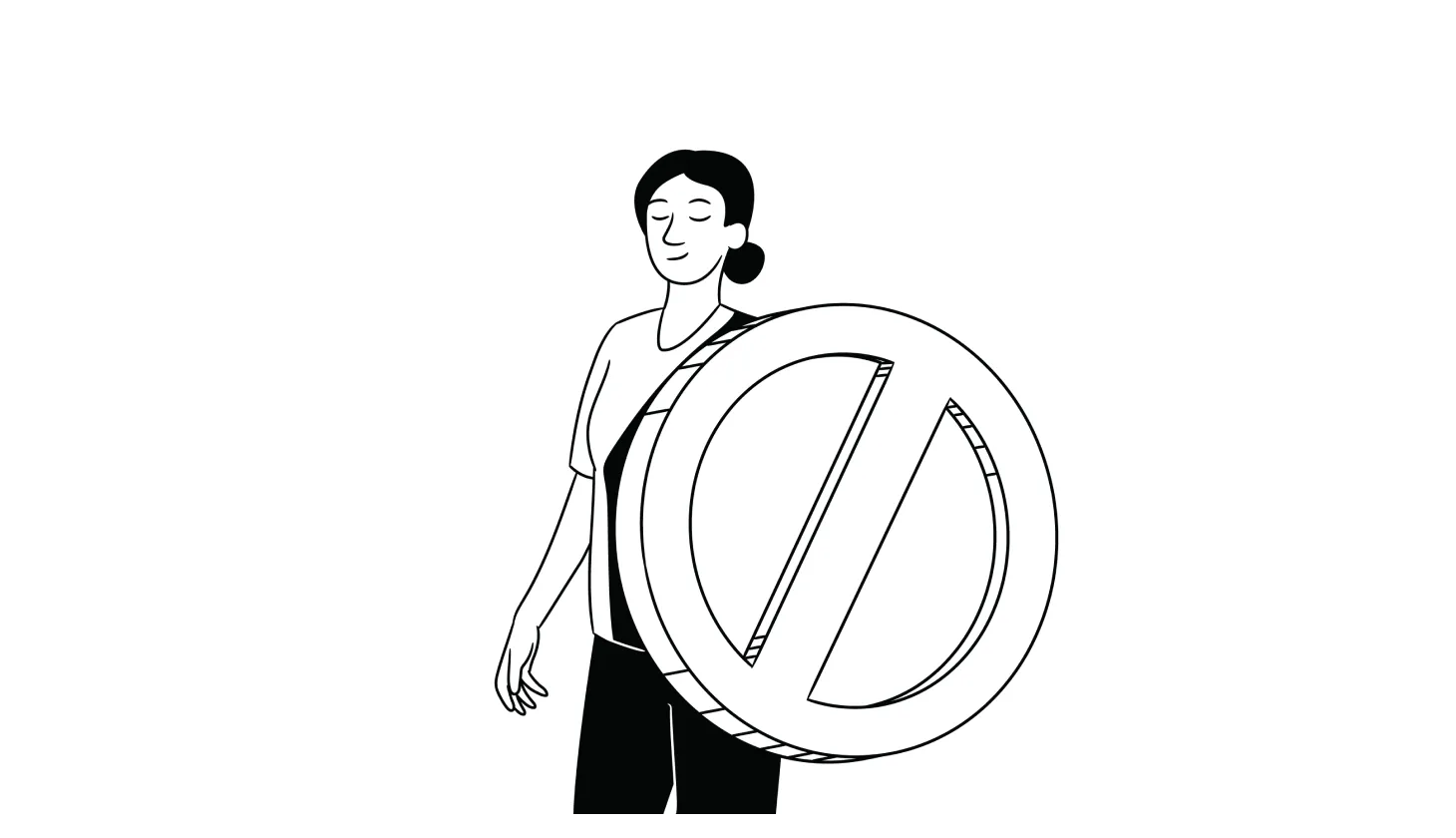 Illustration of a mother with a warning sign symbol