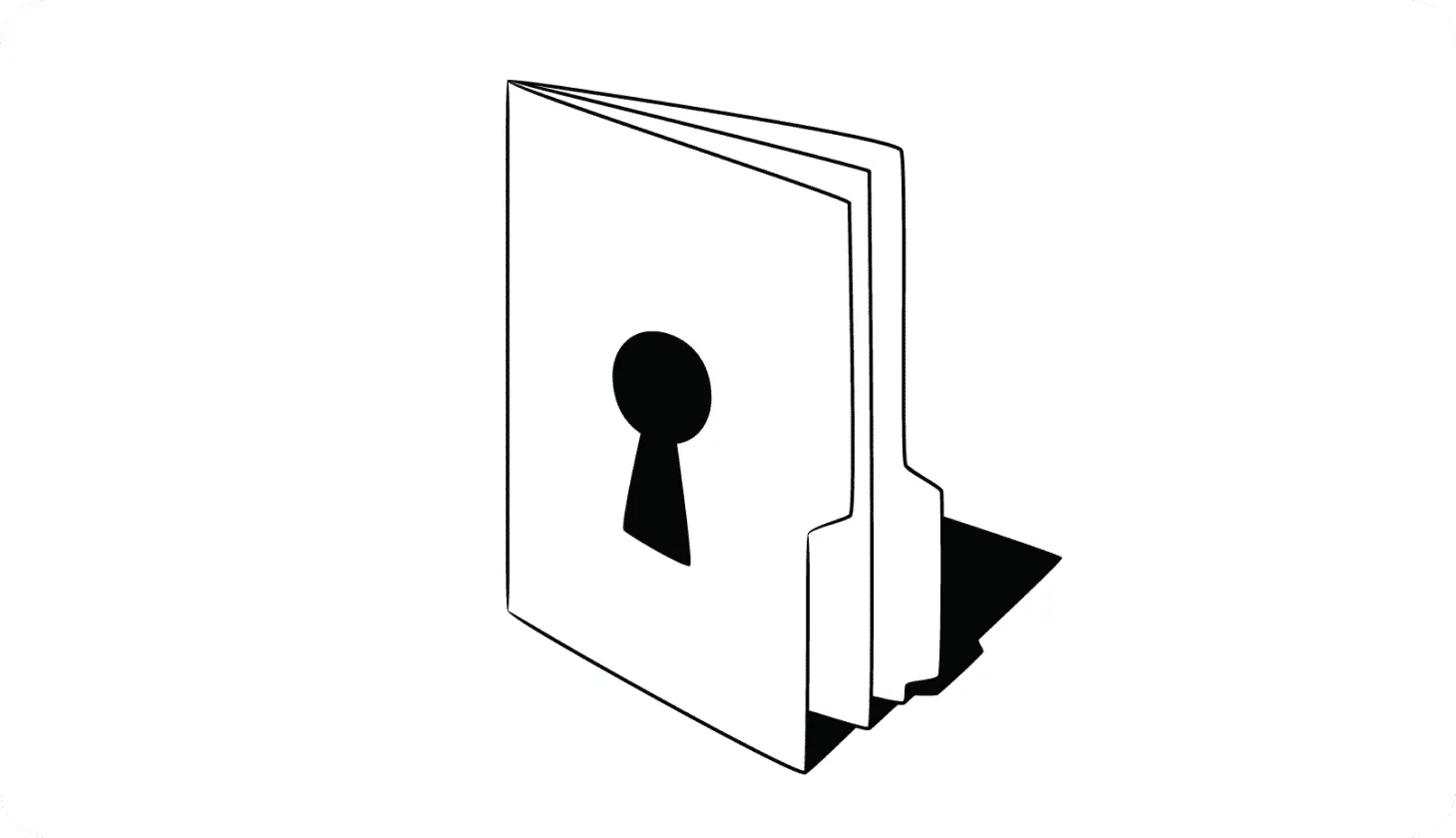 An illustration of an upright paper folder with a lock icon on the cover