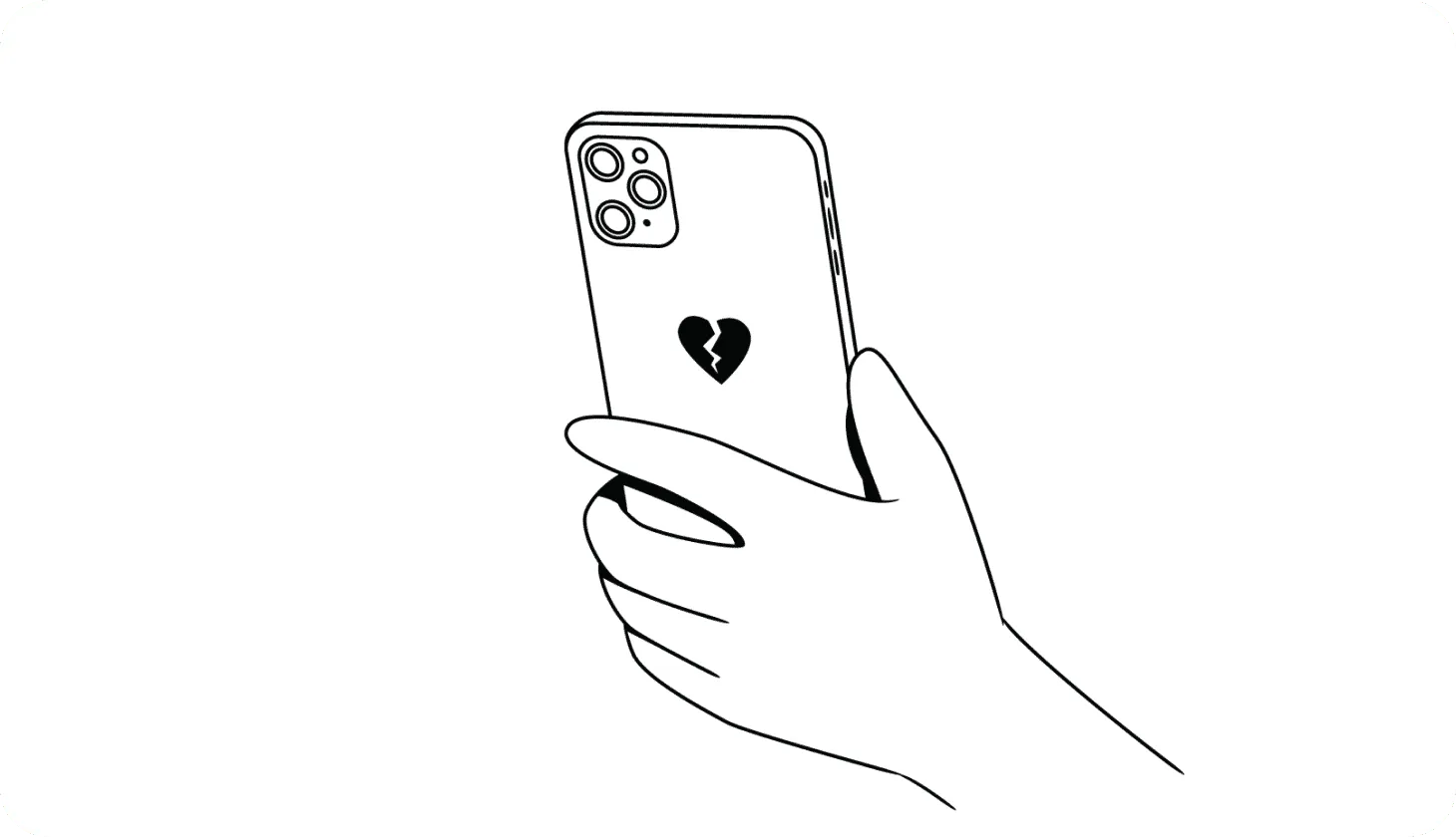 Illustration of man looking at a dating profile on his phone