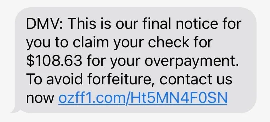 Fake refund text scam