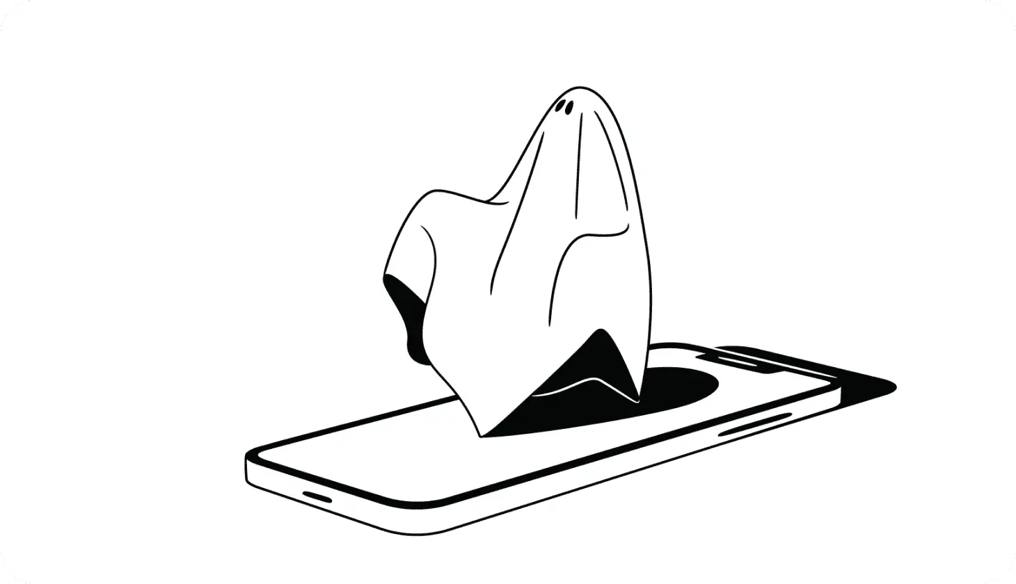 An illustration of a ghost emerging from a phone
