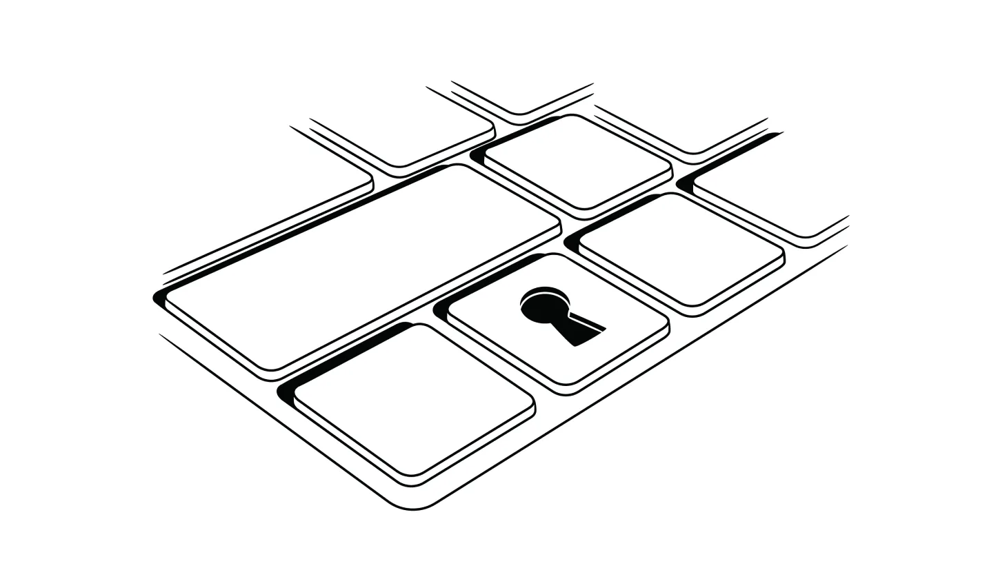 Illustration of a keyboard with a lock icon on one of the keys