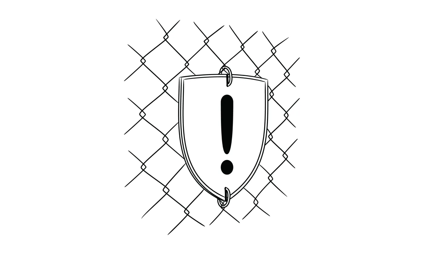 Illustration of a warning sign on a chainlink fence