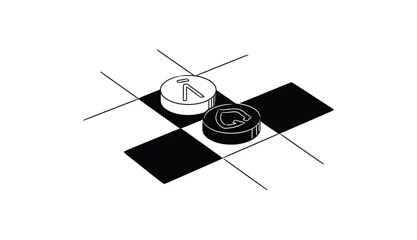 Aura vs Guardio — lead illustration Illustration of the Aura and Guardio logos on a chess board