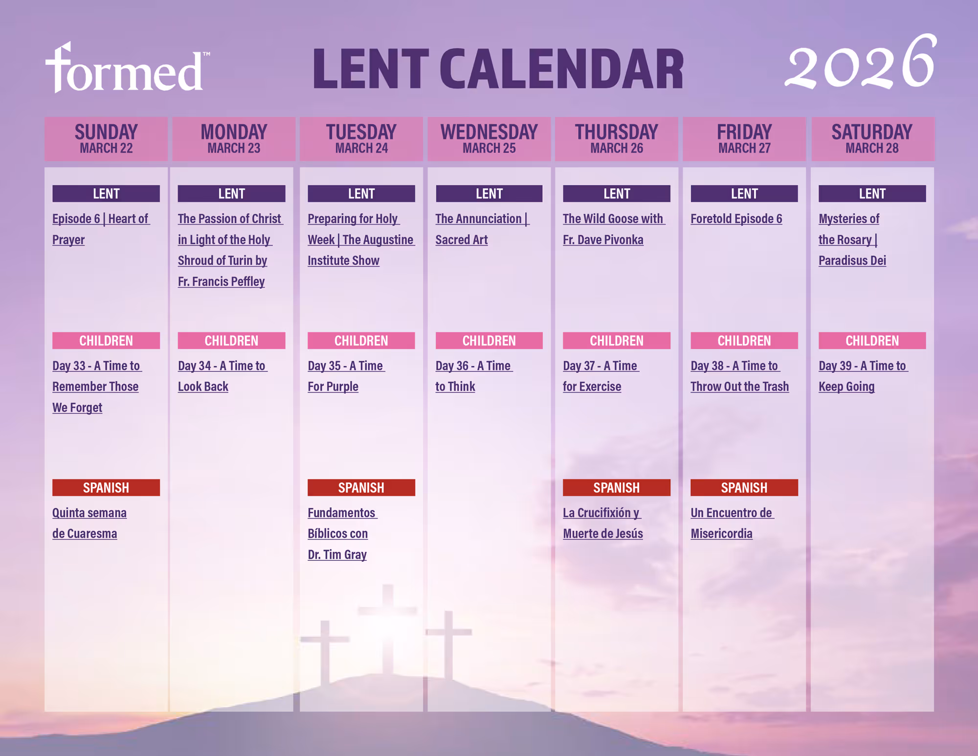Lent Calendar Week