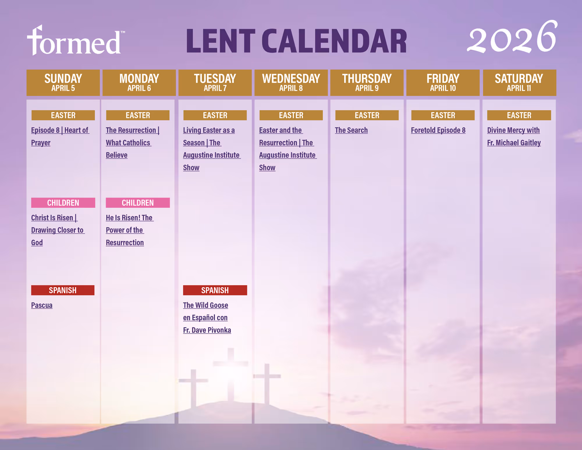 Lent Calendar Week 8