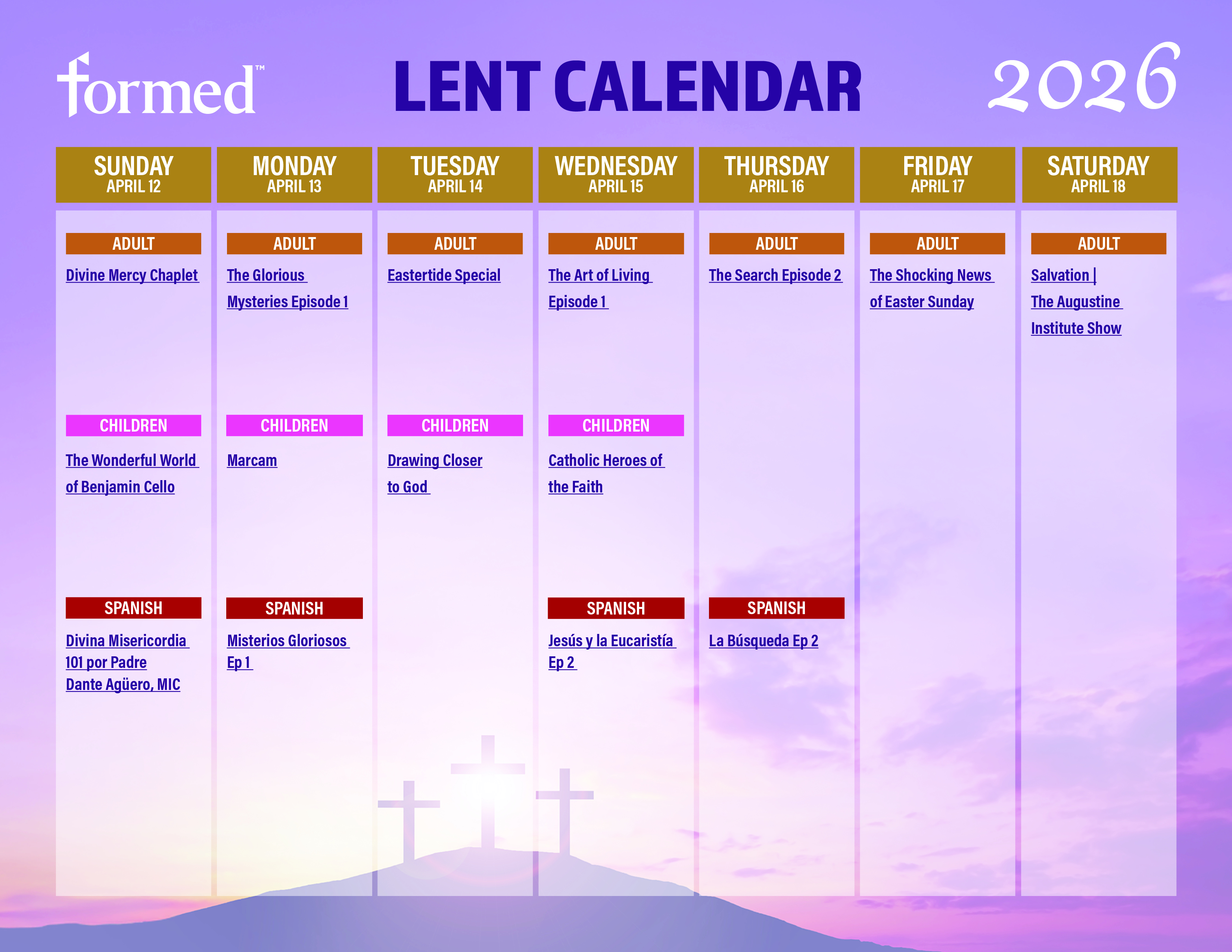 Lent Calendar Week 8