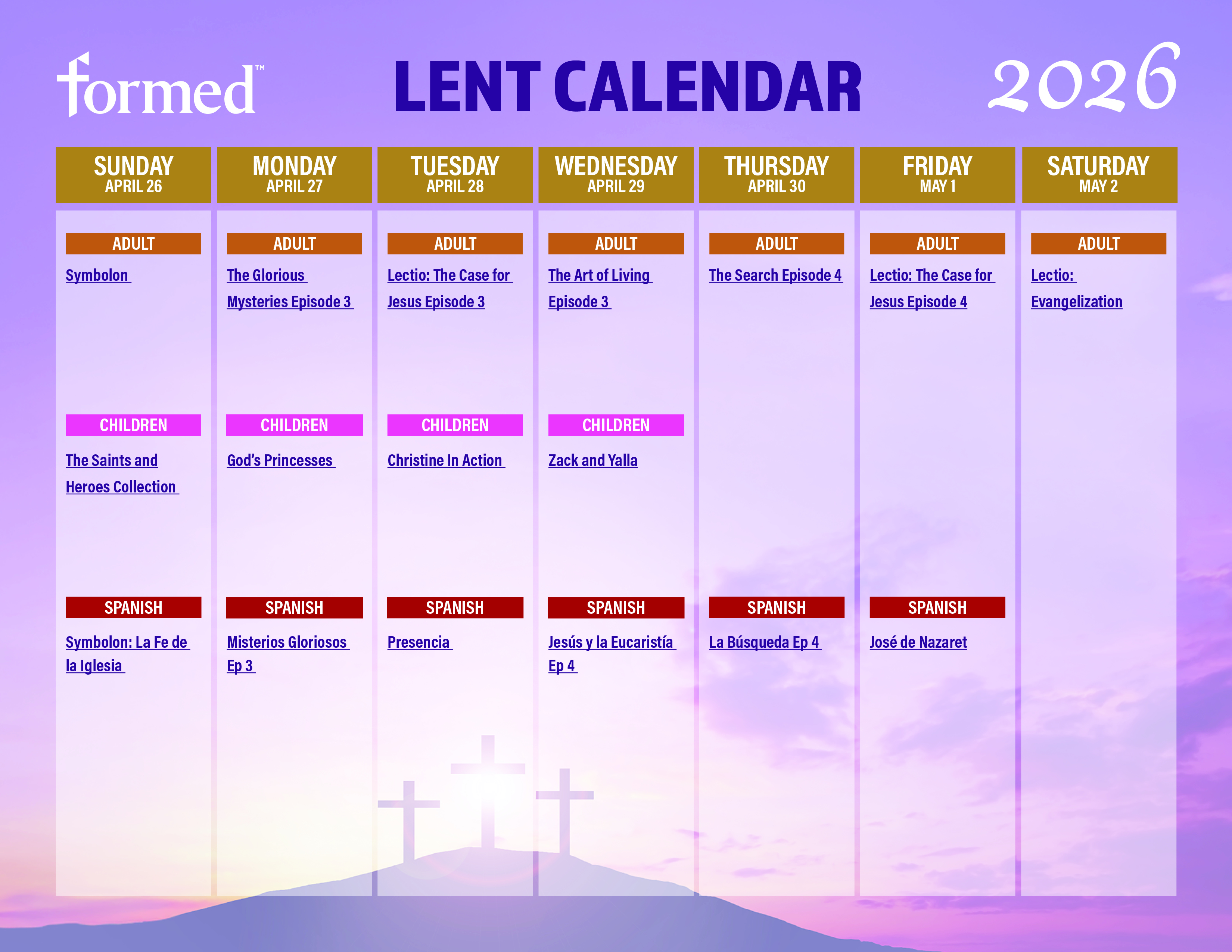 Lent Calendar Week 8