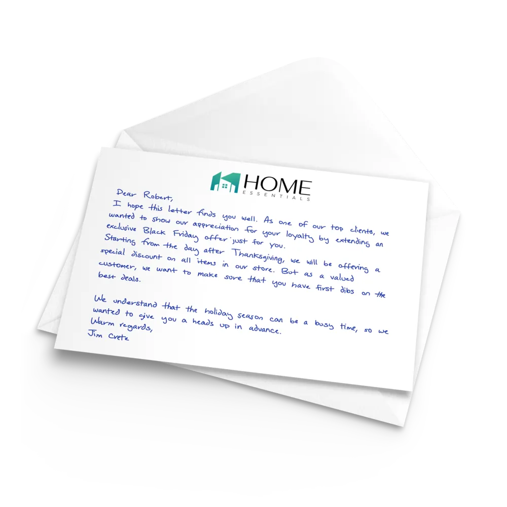 personalized handwritten card e-commerce