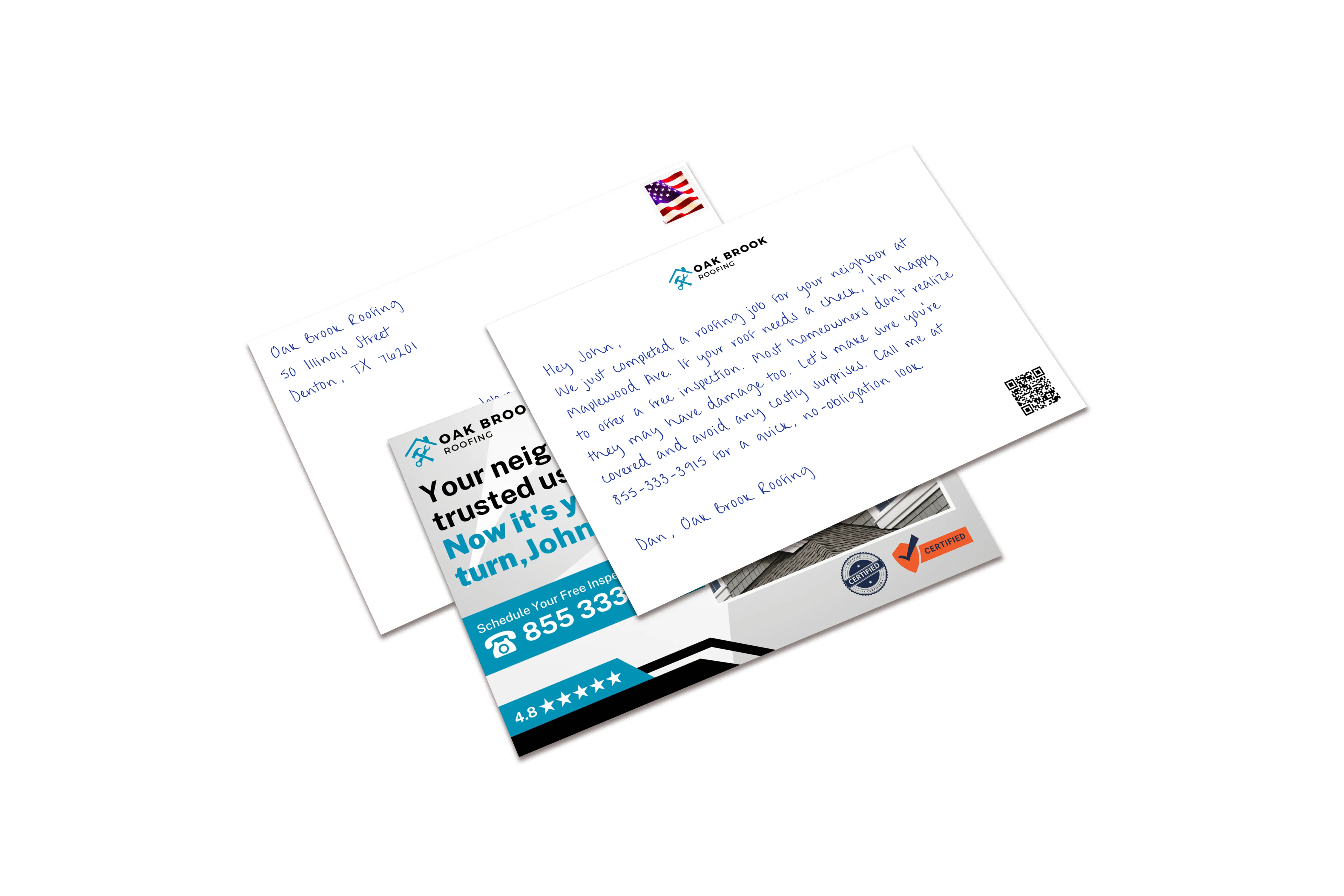 Oak Brook Handwritten Card and Envelope