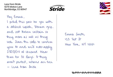 An example of a 4x6 printed postcard.