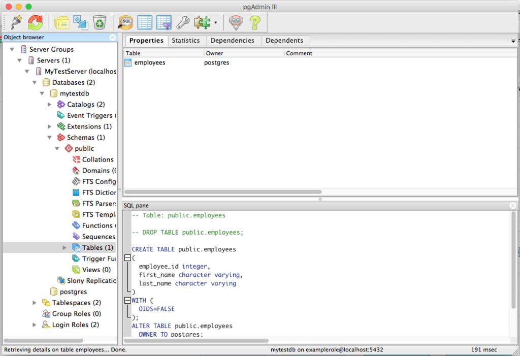 PGAdmin DB Client