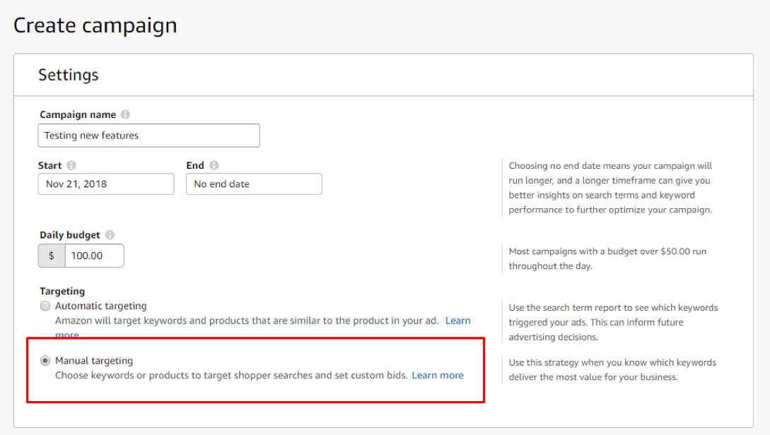 amazon product targeting