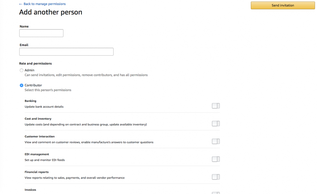 Vendor Access, Admin or Contributor
