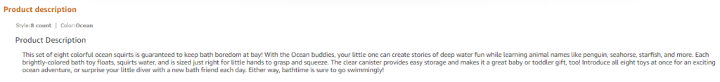 amazon product description example
