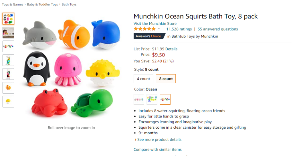 Amazon listing toy category optimization example
