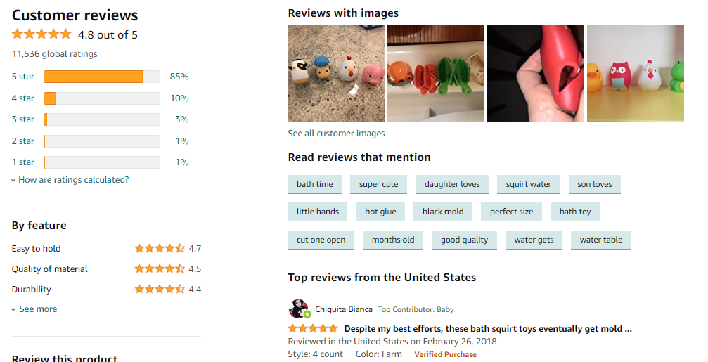 amazon customer reviews and ratings example