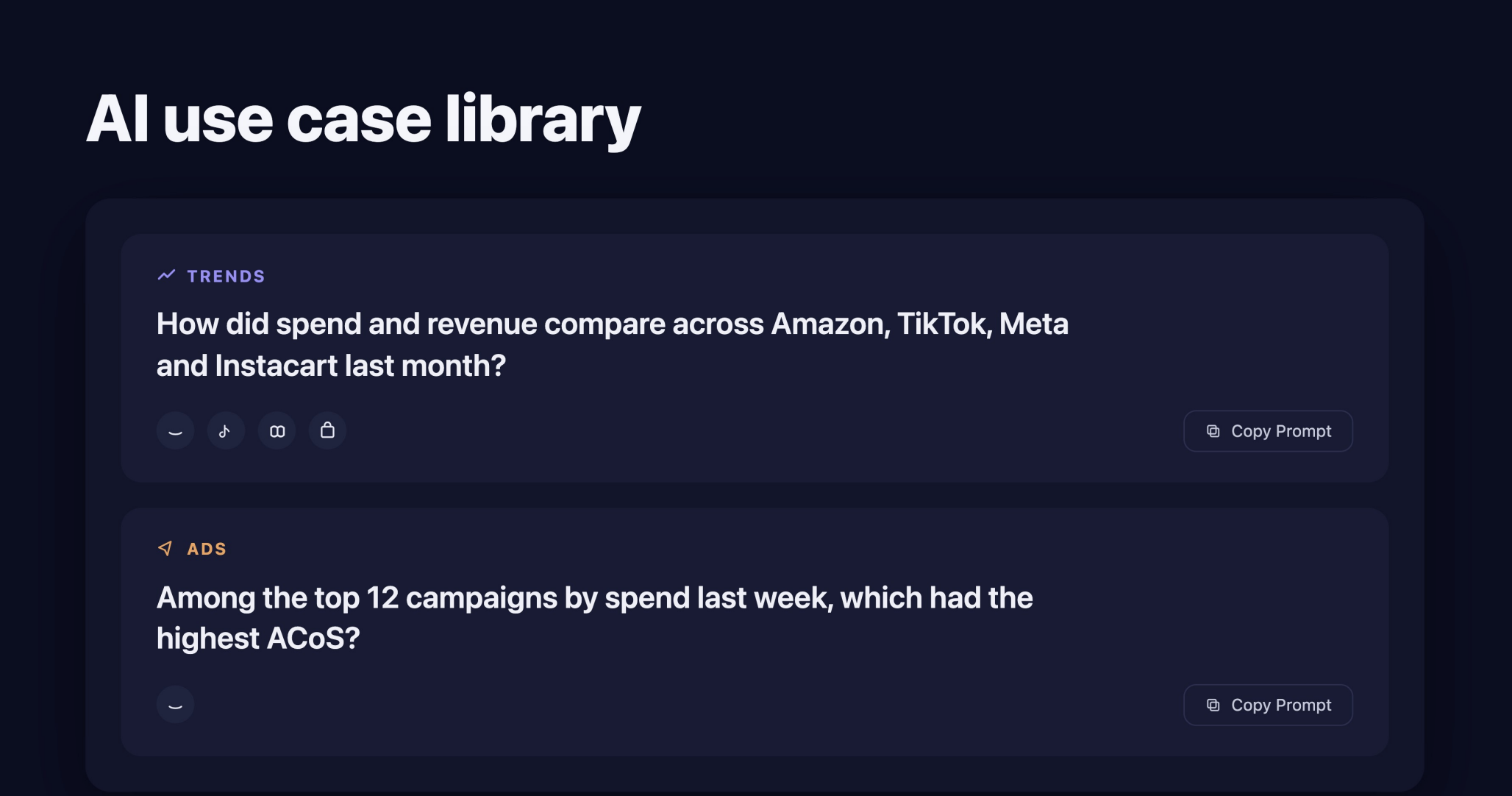 An AI prompt library for marketplace brands