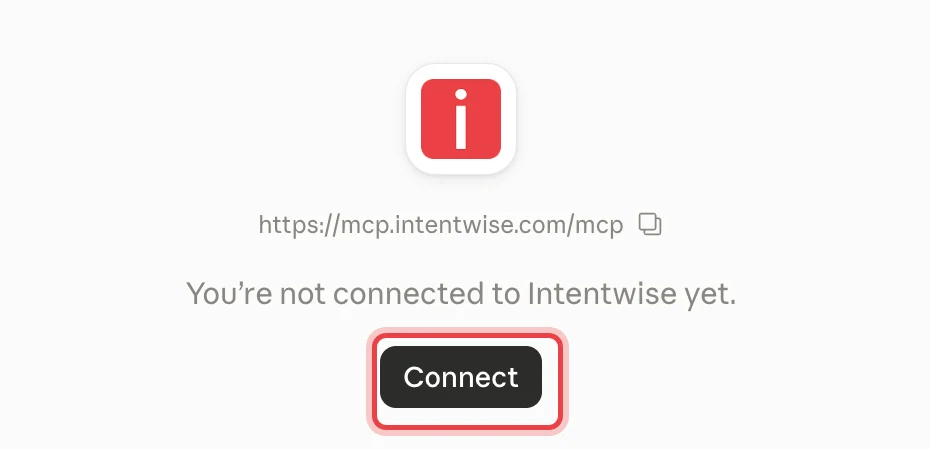 Intentwise connector page with the Connect button highlighted