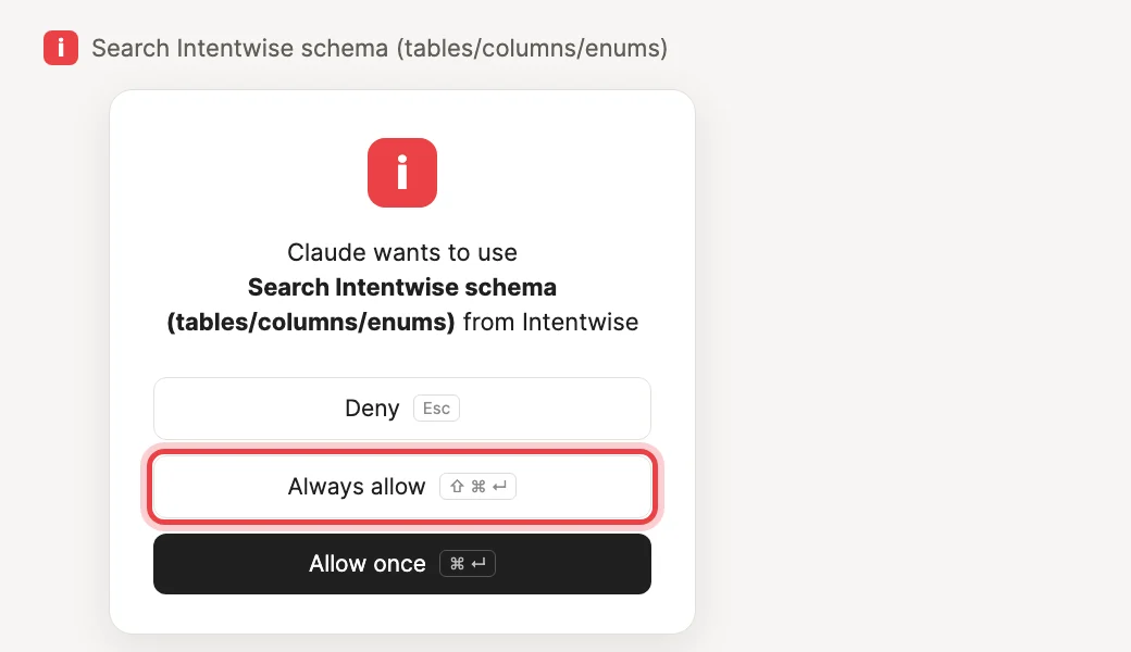 Claude permission popup with the Always allow button highlighted