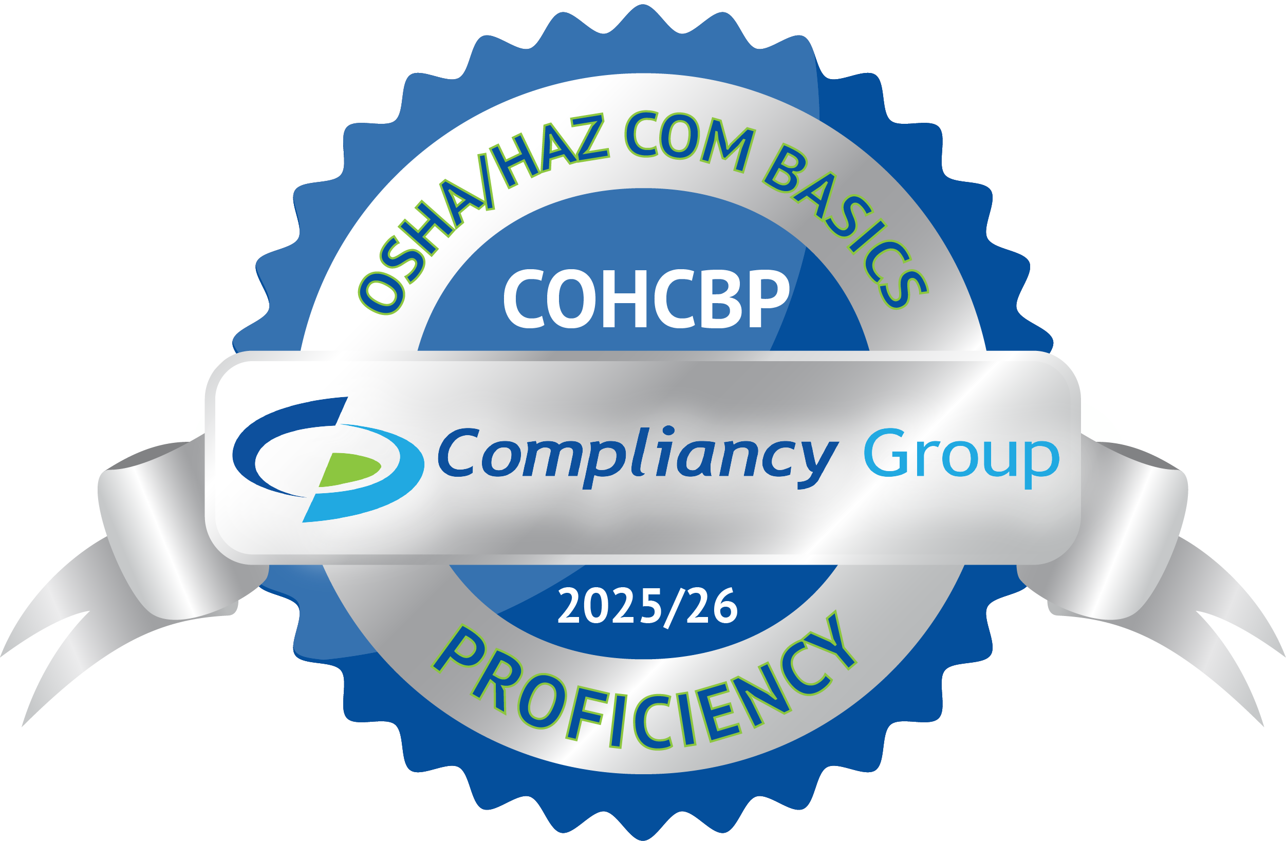 A badge showing that The Potty School has gone through OSHA and Hazardous Materials Training