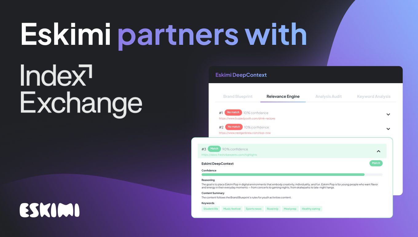 Eskimi сотрудничает с Index Exchange: Масштабирование контекстной активации, управляемой искусственным интеллектом, на базе Index Marketplaces